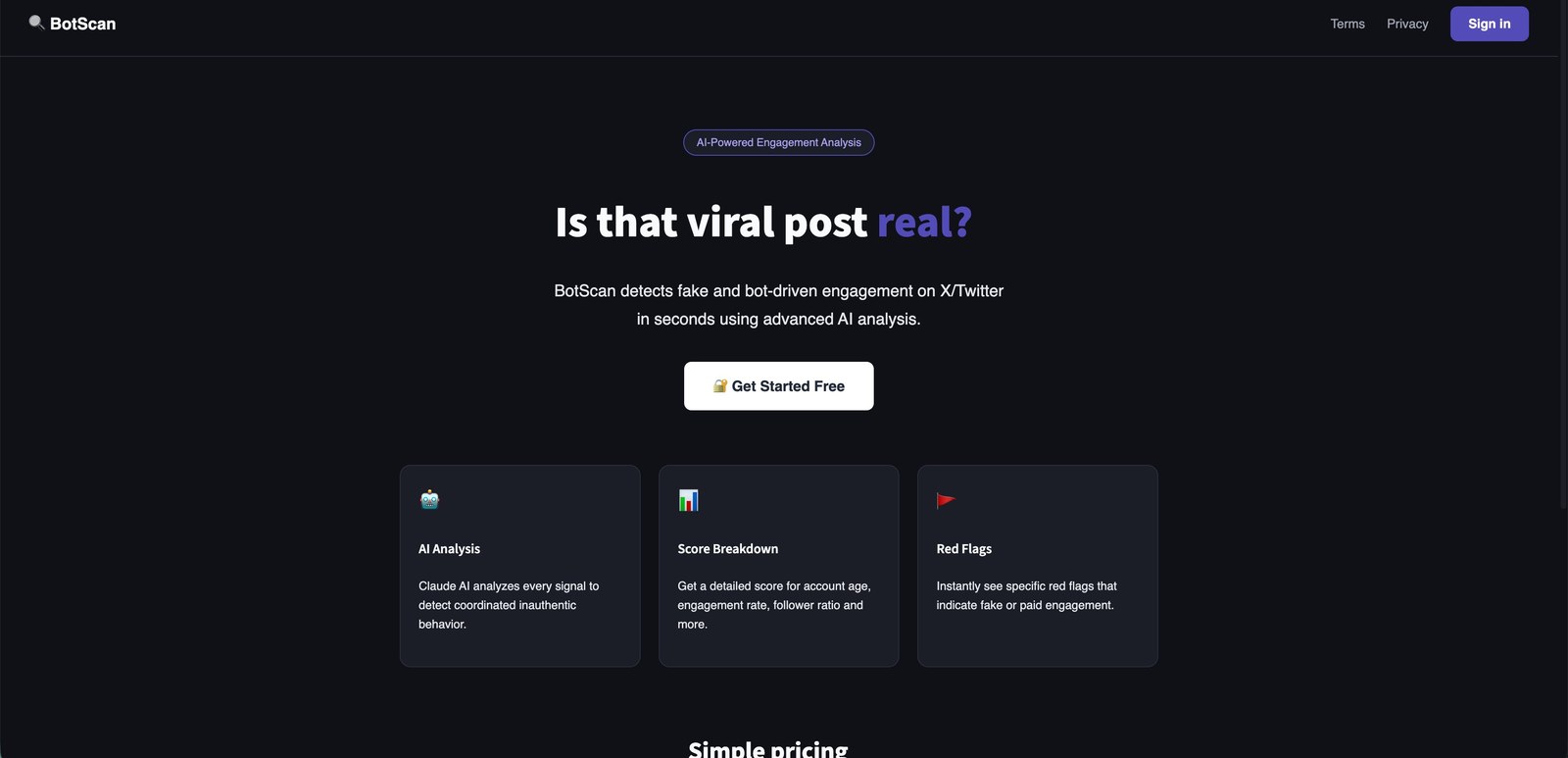 BotScan homepage